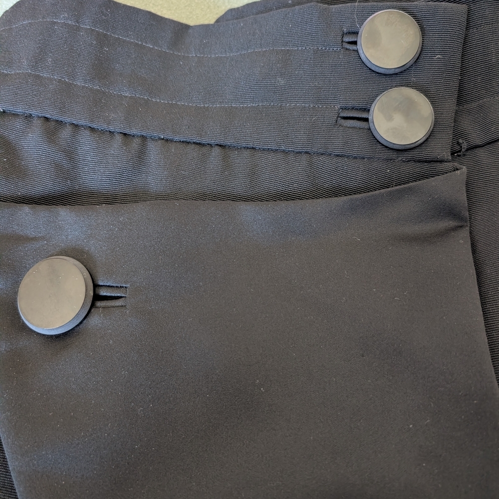 Vintage Saint Laurent Black Wrap-Front A-Line Skirt with Button Accents - Picture 6 of 8